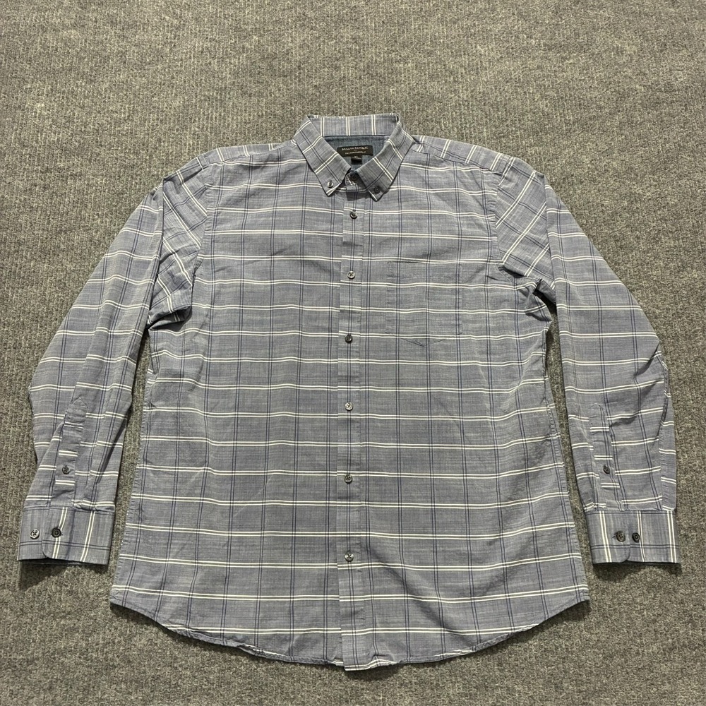 Banana Republic Soft Wash Standard Fit Mens Button Down Shirt XL Blue Plaid